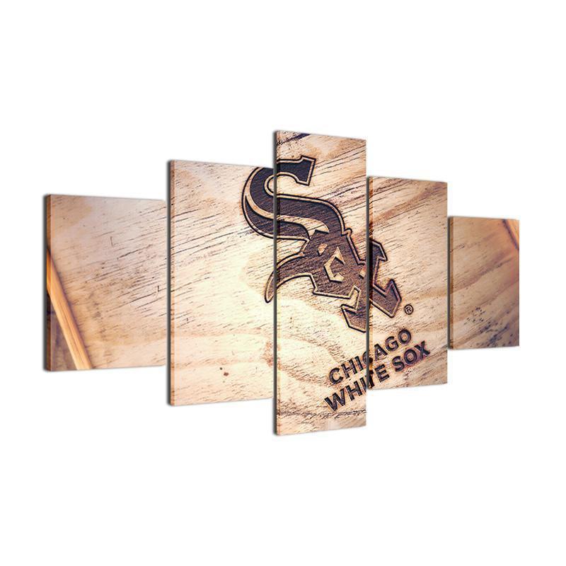 Chicago White Sox Logo On Wood  Baseball Canvas Wall Art