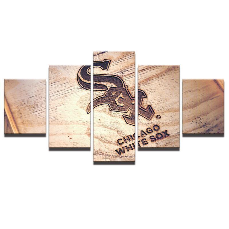 Chicago White Sox Logo On Wood  Baseball Canvas Wall Art