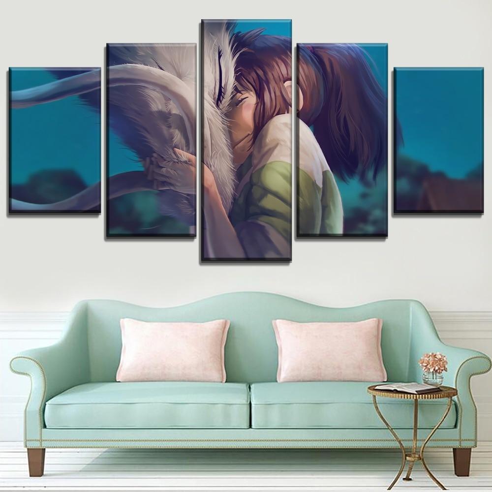 Chihiro Haku Cartoon Spirited Away Canvas Wall Art