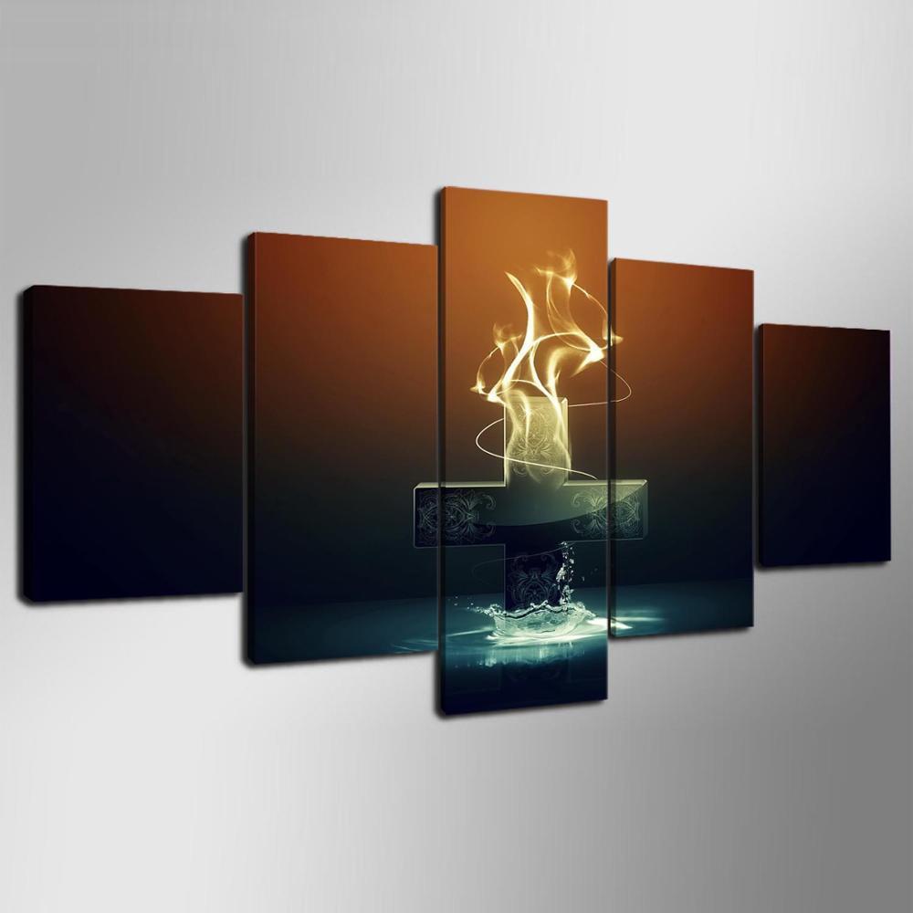 Christmas Cross Landscape Occasion Canvas Wall Art