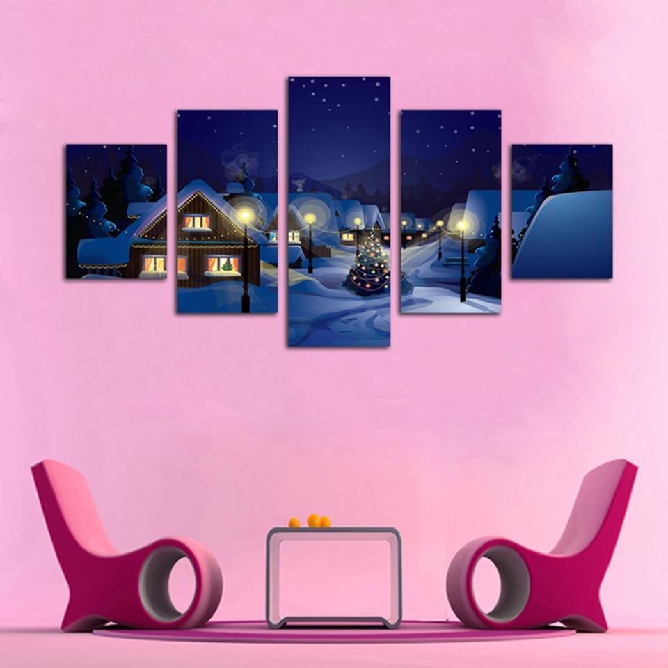 Christmas Eve Light House In Snow Occasion Canvas Wall Art