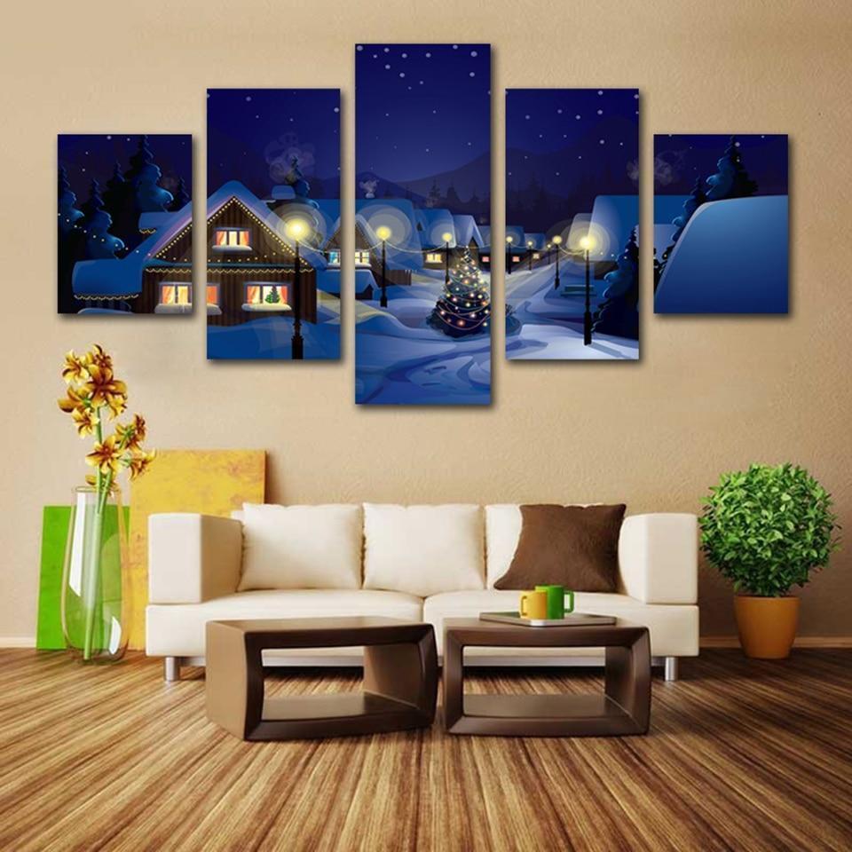 Christmas Eve Light House In Snow Occasion Canvas Wall Art