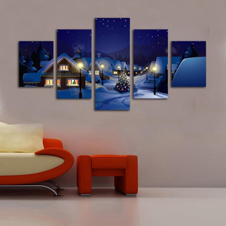 Christmas Eve Light House In Snow Occasion Canvas Wall Art