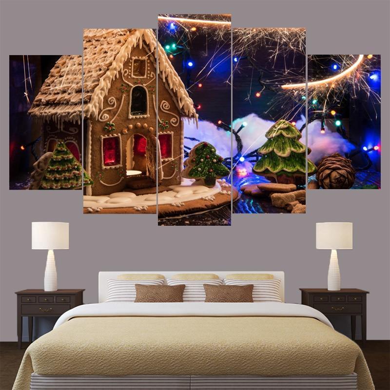 Christmas Light House Occasion Canvas Wall Art