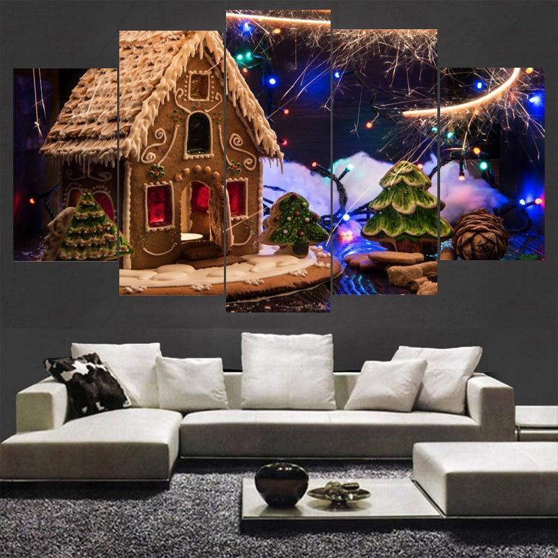 Christmas Light House Occasion Canvas Wall Art