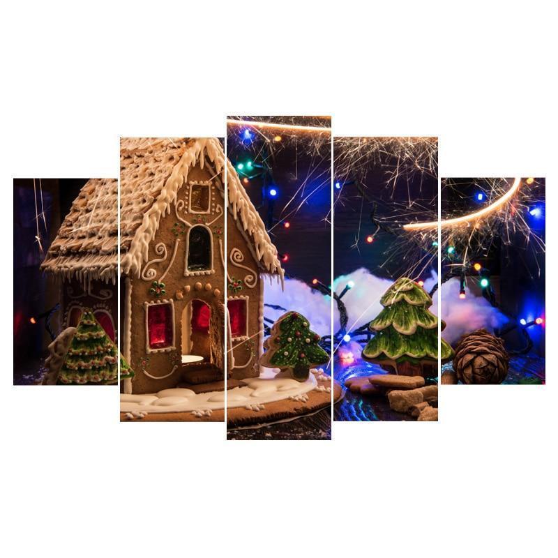 Christmas Light House Occasion Canvas Wall Art