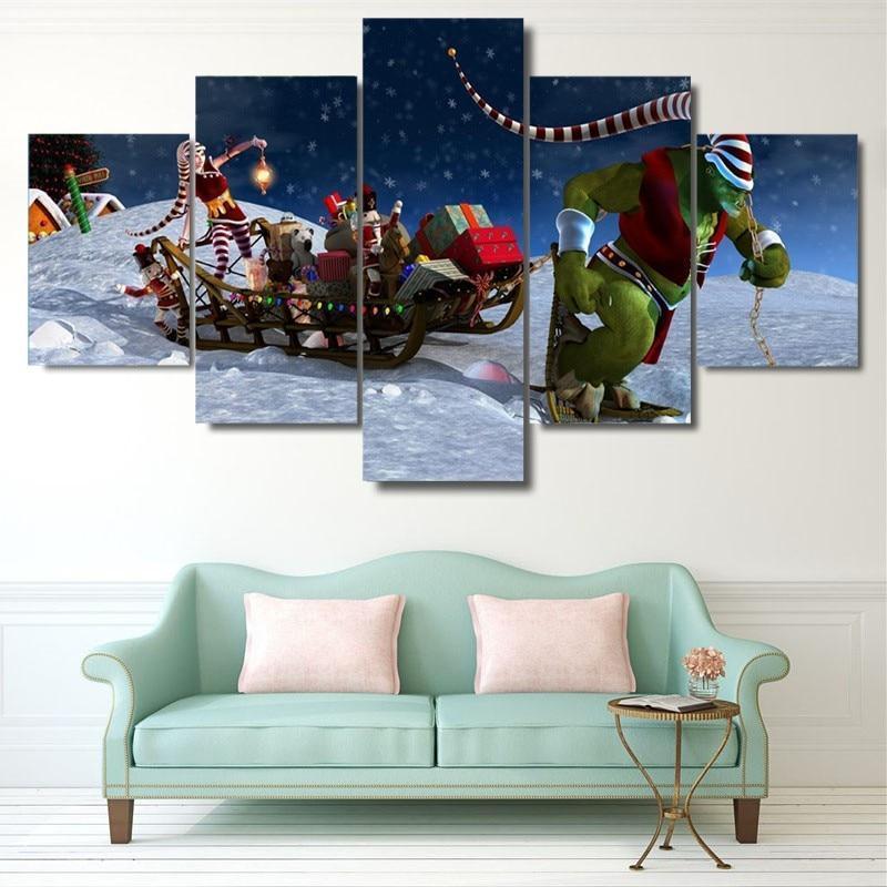 Christmas Santa Claus With His Reindeer Occasion Canvas Wall Art