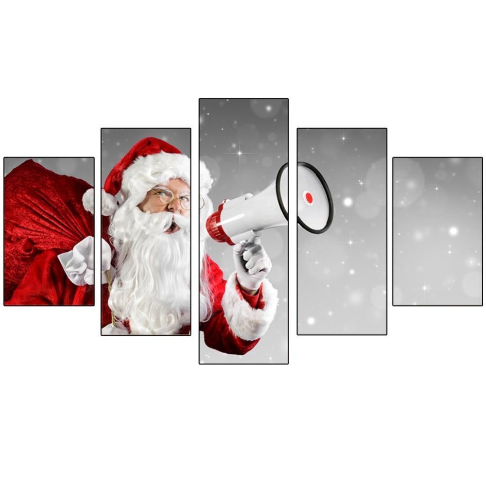 Christmas Santa Claus With Speaker Occasion Canvas Wall Art