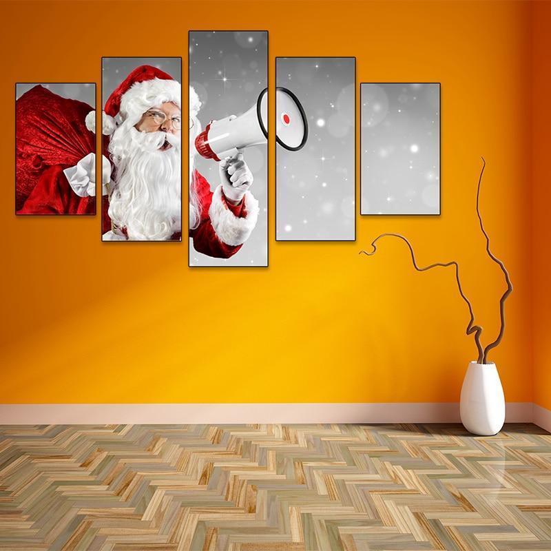 Christmas Santa Claus With Speaker Occasion Canvas Wall Art