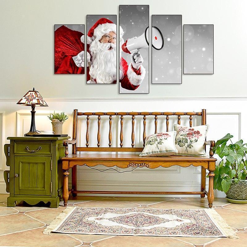 Christmas Santa Claus With Speaker Occasion Canvas Wall Art
