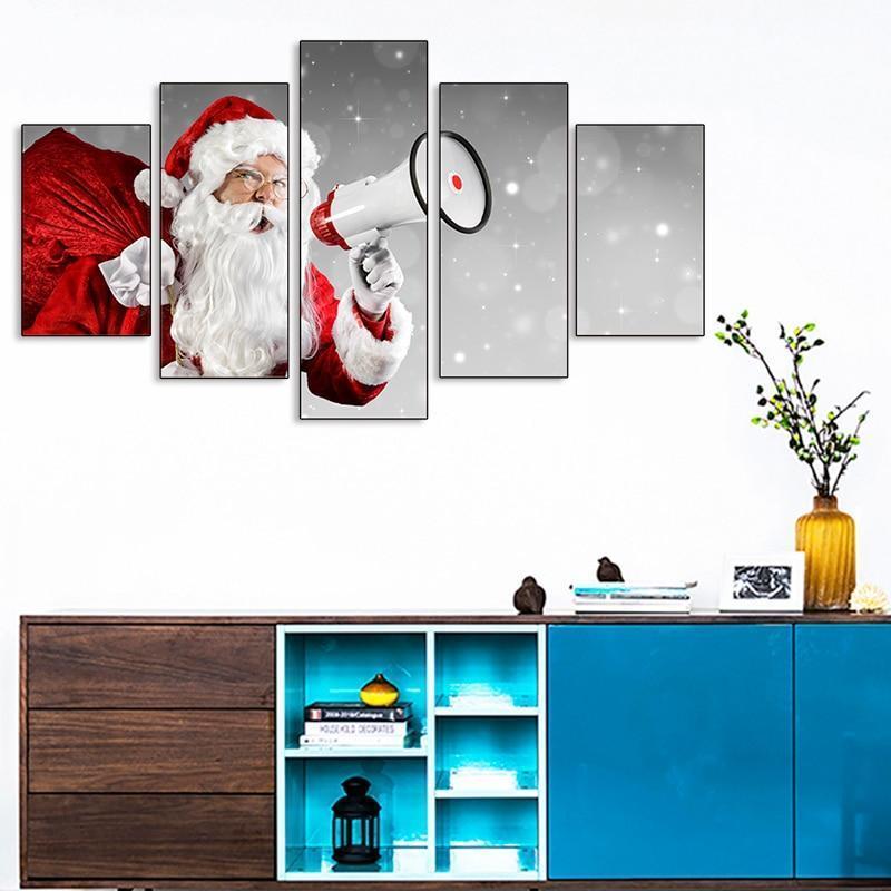 Christmas Santa Claus With Speaker Occasion Canvas Wall Art