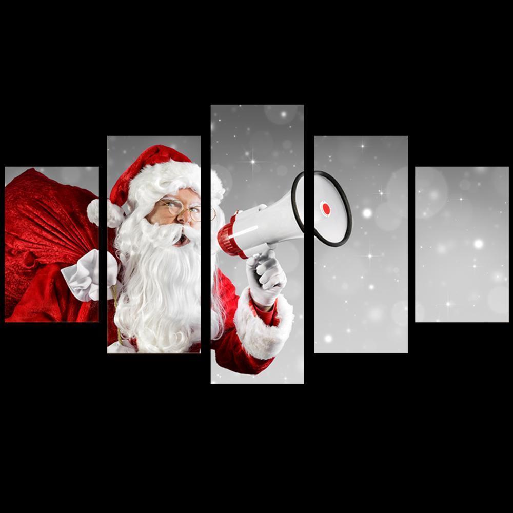 Christmas Santa Claus With Speaker Occasion Canvas Wall Art
