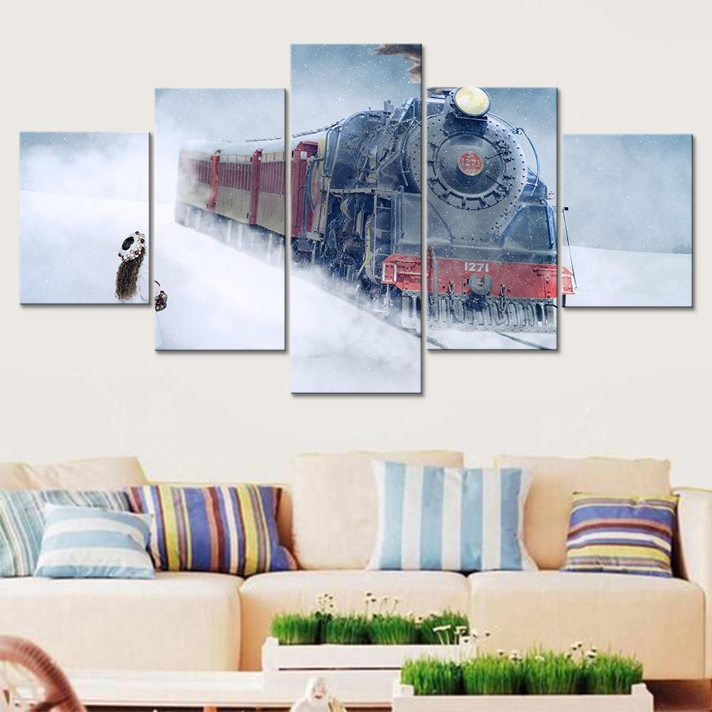 Christmas Train Canvas Wall Art