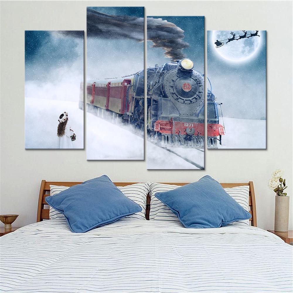 Christmas Train Canvas Wall Art