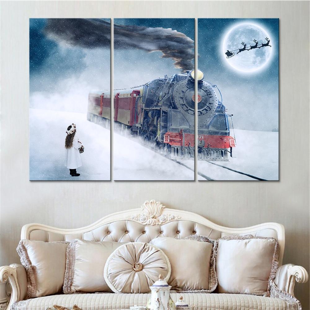 Christmas Train Canvas Wall Art