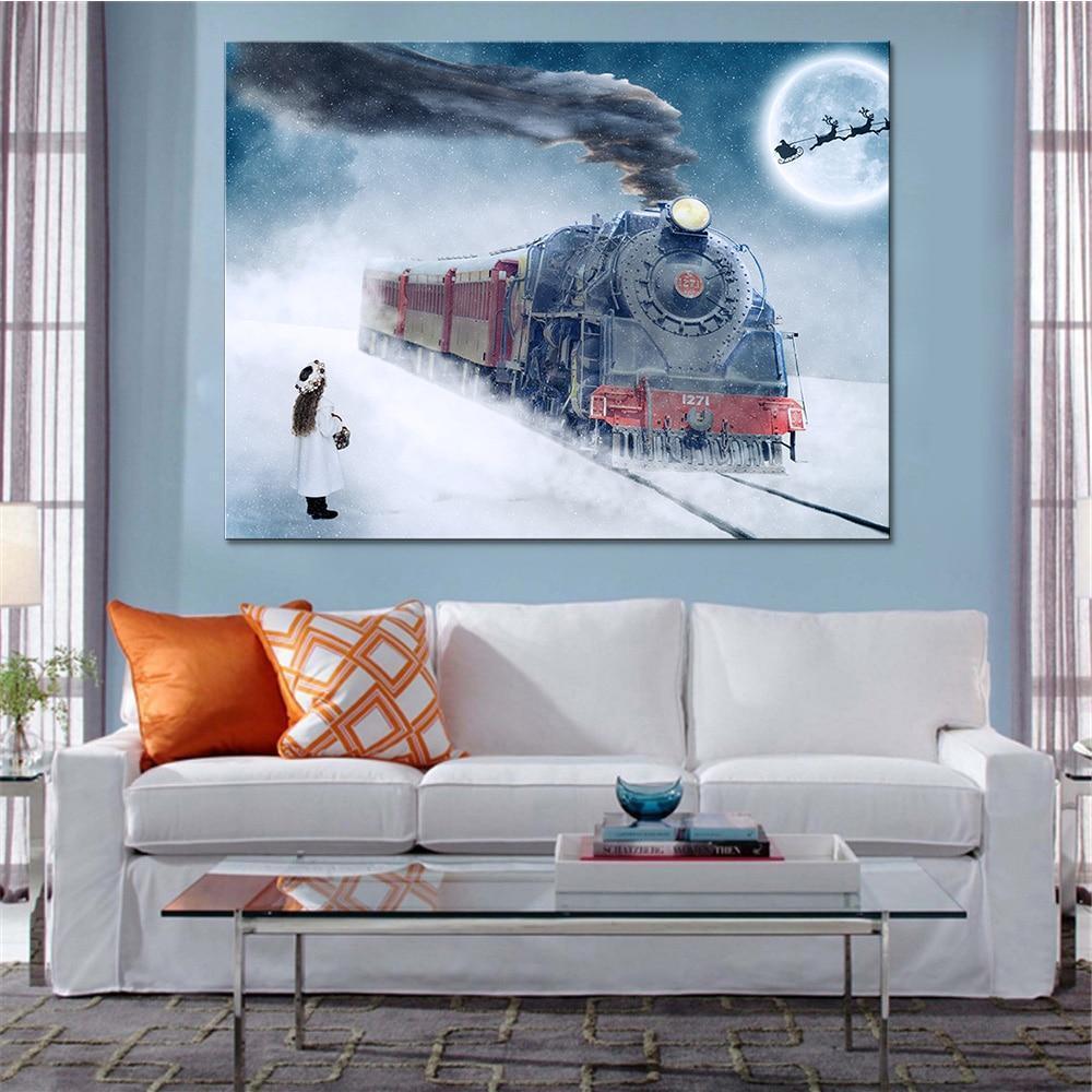 Christmas Train Canvas Wall Art