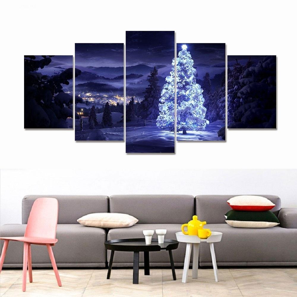 Christmas Tree with Snow Canvas Wall Art