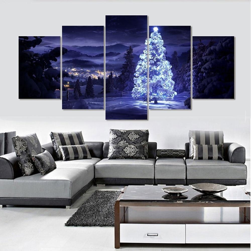 Christmas Tree with Snow Canvas Wall Art