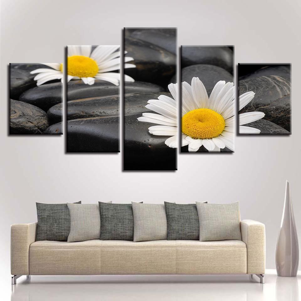 Chrysanthemum Little White Flower Nature Canvas Wall Art