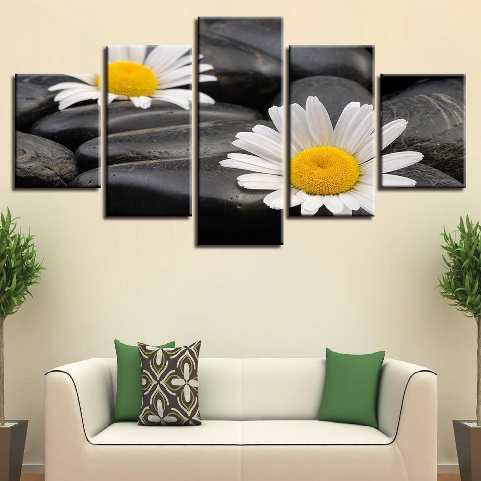 Chrysanthemum Little White Flower Nature Canvas Wall Art