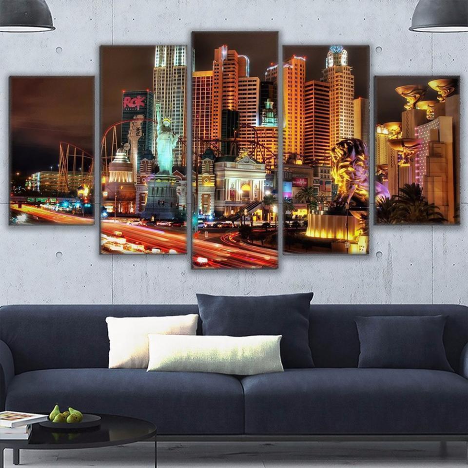 City Building Las Vegas Landscape Nature Canvas Wall Art