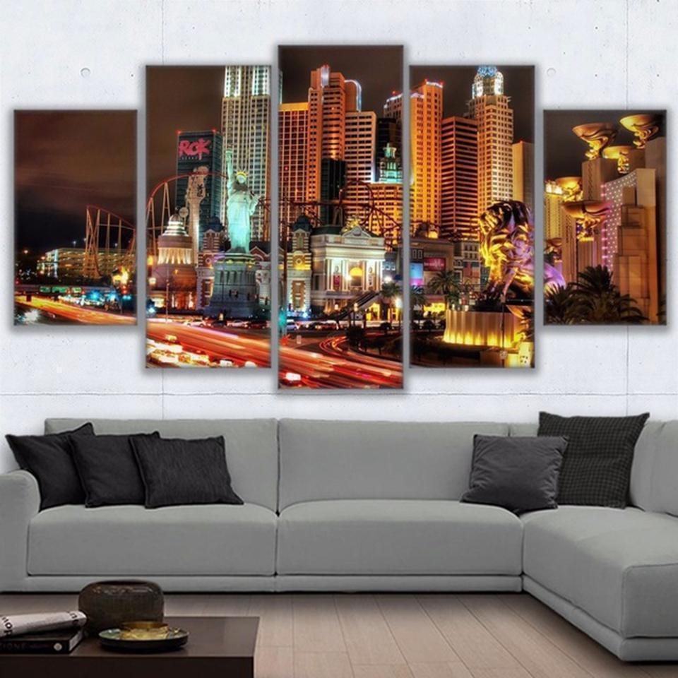 City Building Las Vegas Landscape Nature Canvas Wall Art