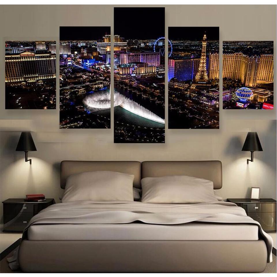 City Building Night View 1 Nature Canvas Wall Art