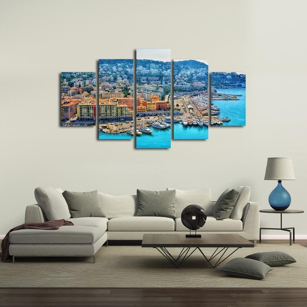 City Building Ship Wharf Nature Canvas Wall Art