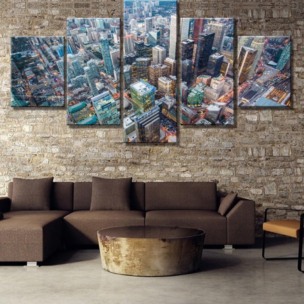 City From High Sky Landscape Canvas Wall Art