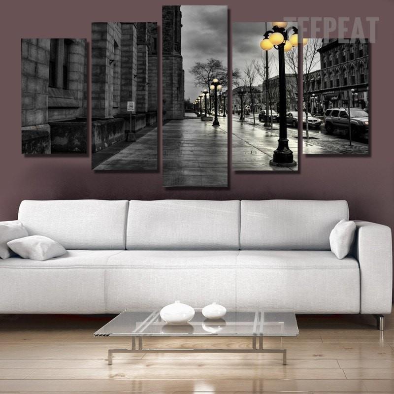 City Street Landscape View Nature Canvas Wall Art