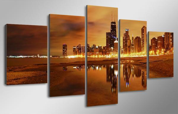 Cityscape Sunset Chicago Evening Nature Canvas Wall Art