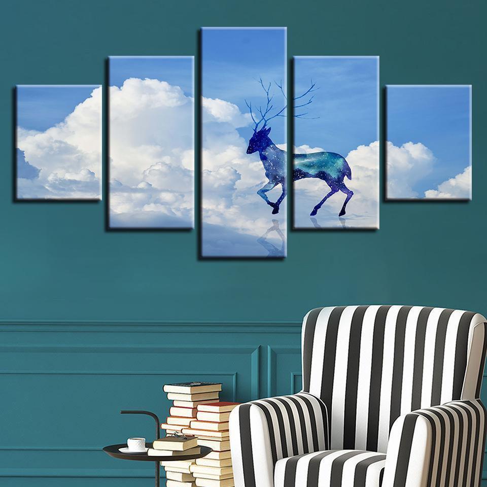 Cloud Deer Abstract Animal Canvas Wall Art