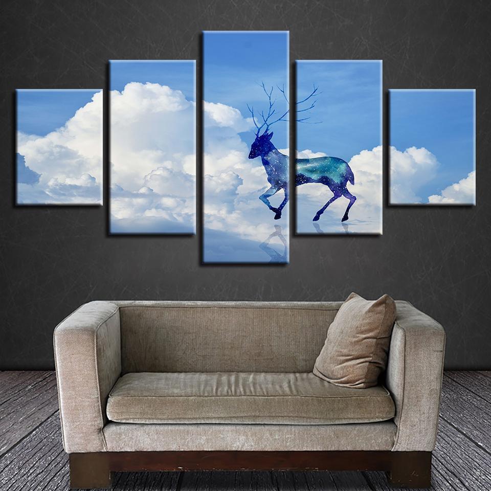 Cloud Deer Abstract Animal Canvas Wall Art