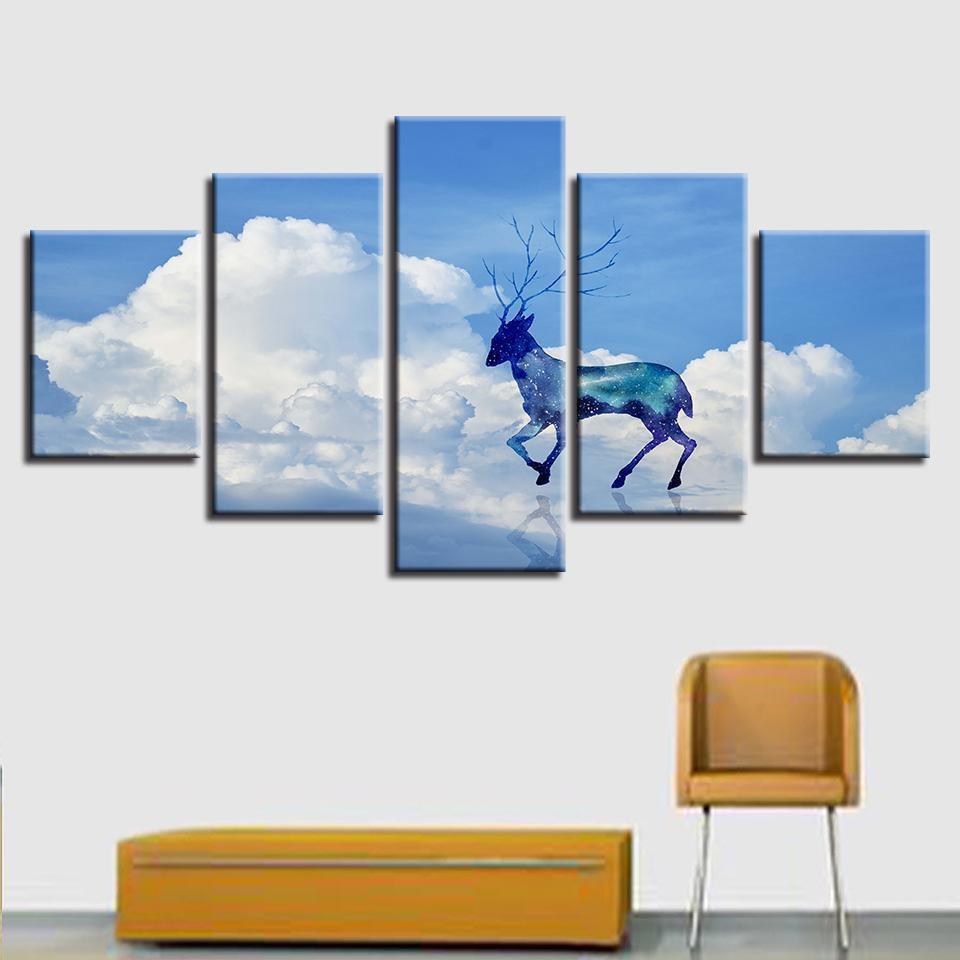 Cloud Deer Abstract Animal Canvas Wall Art