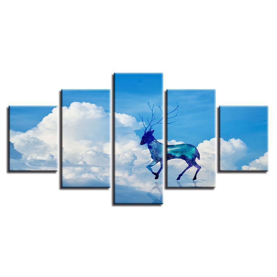 Cloud Deer Abstract Animal Canvas Wall Art