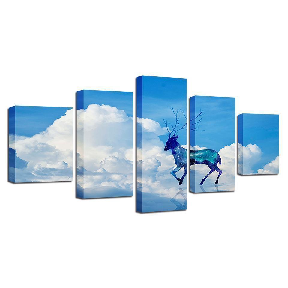 Cloud Deer Abstract Animal Canvas Wall Art