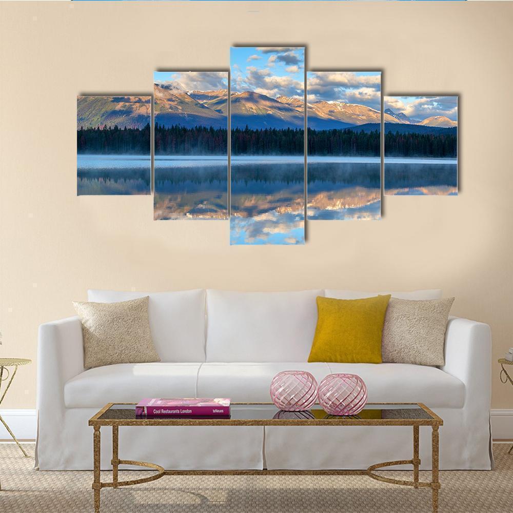 Clouds Over Rocky Mountains At Annette Lake Nature Canvas Wall Art