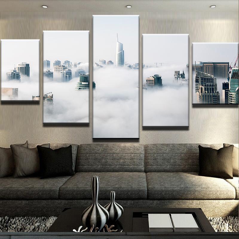 Cloudy Skyline Nature Canvas Wall Art