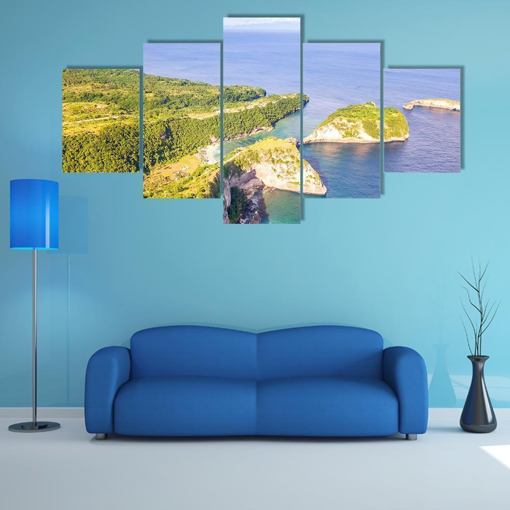 Coast Of Penida Island And Two Small Beaches Nature Canvas Wall Art