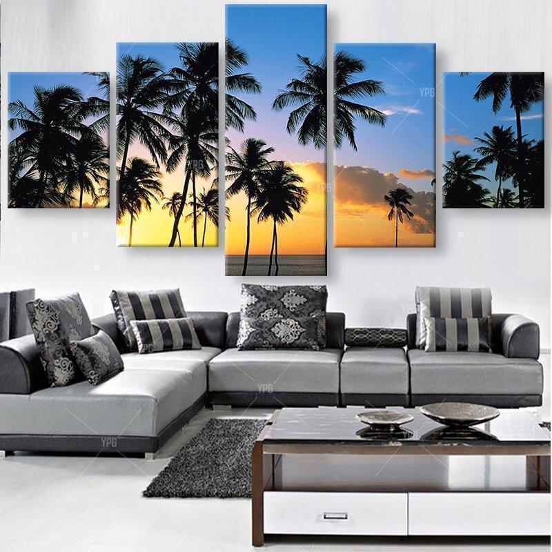 Coconut Trees At The Beach 1 Nature Canvas Wall Art