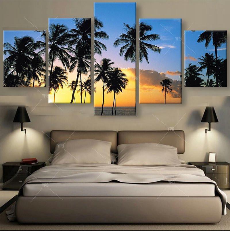 Coconut Trees At The Beach 1 Nature Canvas Wall Art