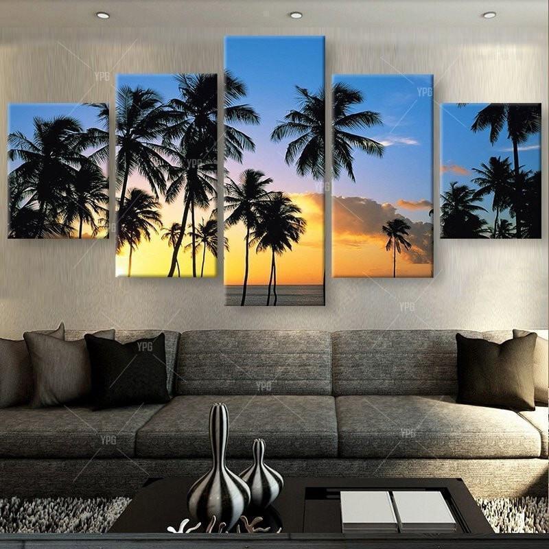 Coconut Trees At The Beach 1 Nature Canvas Wall Art