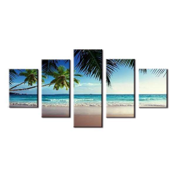 Coconut Trees At The Beach Nature Canvas Wall Art