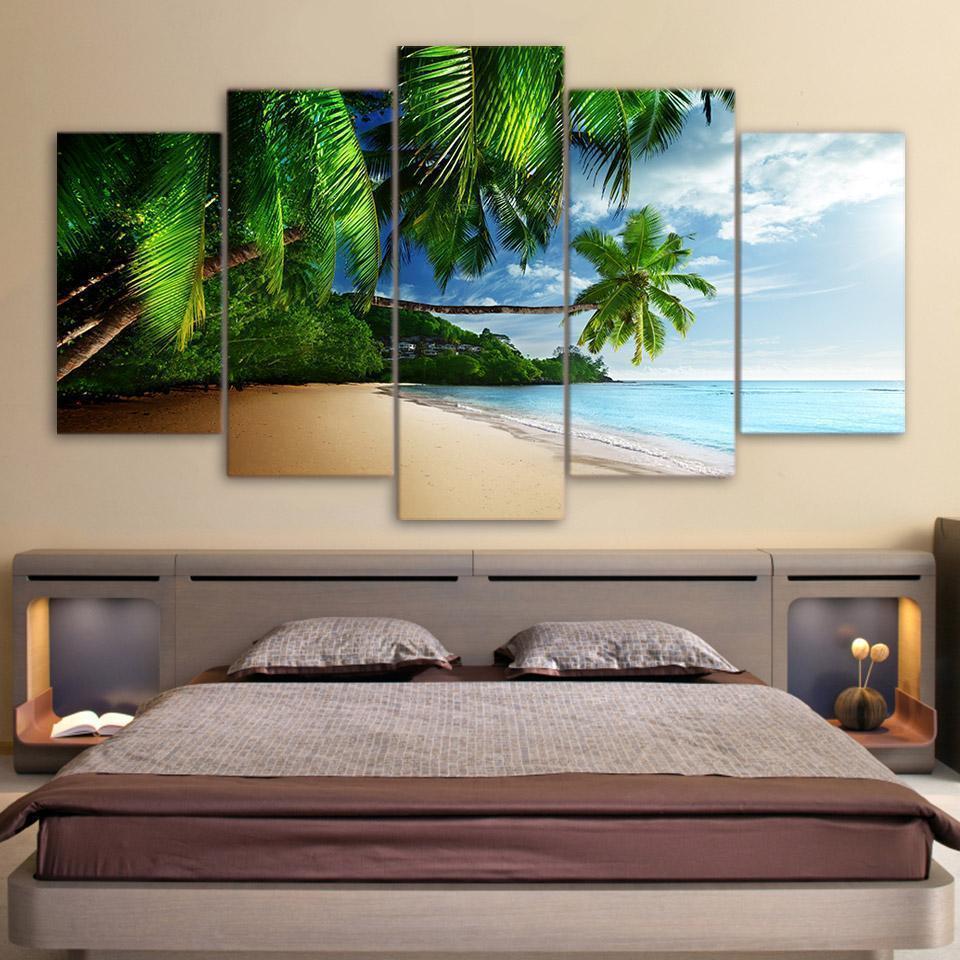 Coconut Trees On The Beach Beach Canvas Wall Art