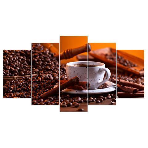 Coffee Beans And Coffee Nature Canvas Wall Art