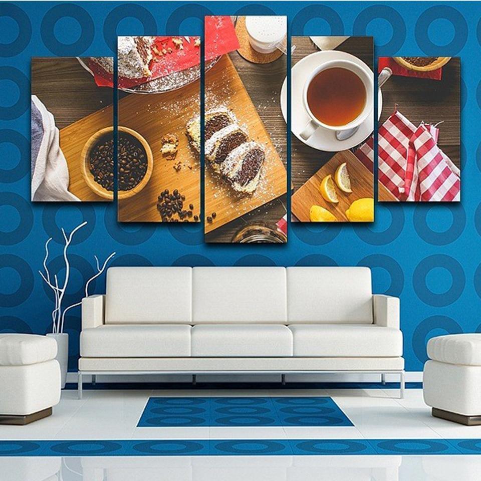 Coffee Dessert And Fruits Kitchen Canvas Wall Art