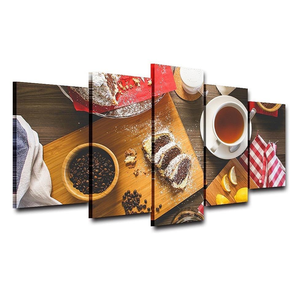 Coffee Dessert And Fruits Kitchen Canvas Wall Art