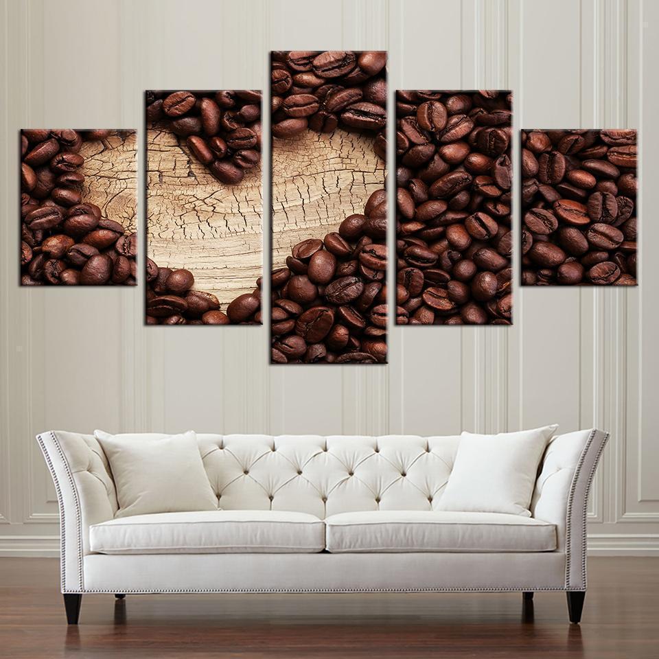 Coffee Heart Of Wood Kitchen Nature Canvas Wall Art