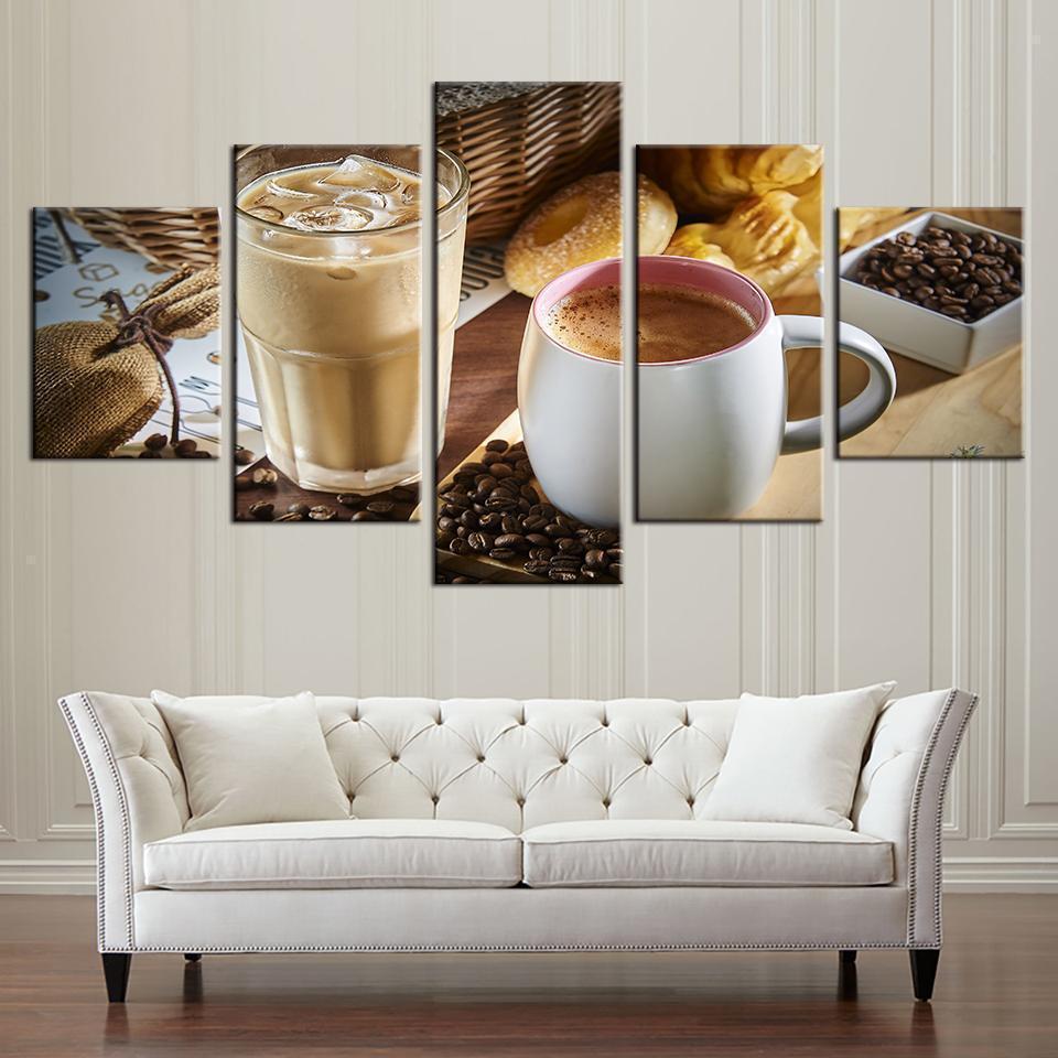 Coffee Iced Coffe Kitchen Nature Canvas Wall Art