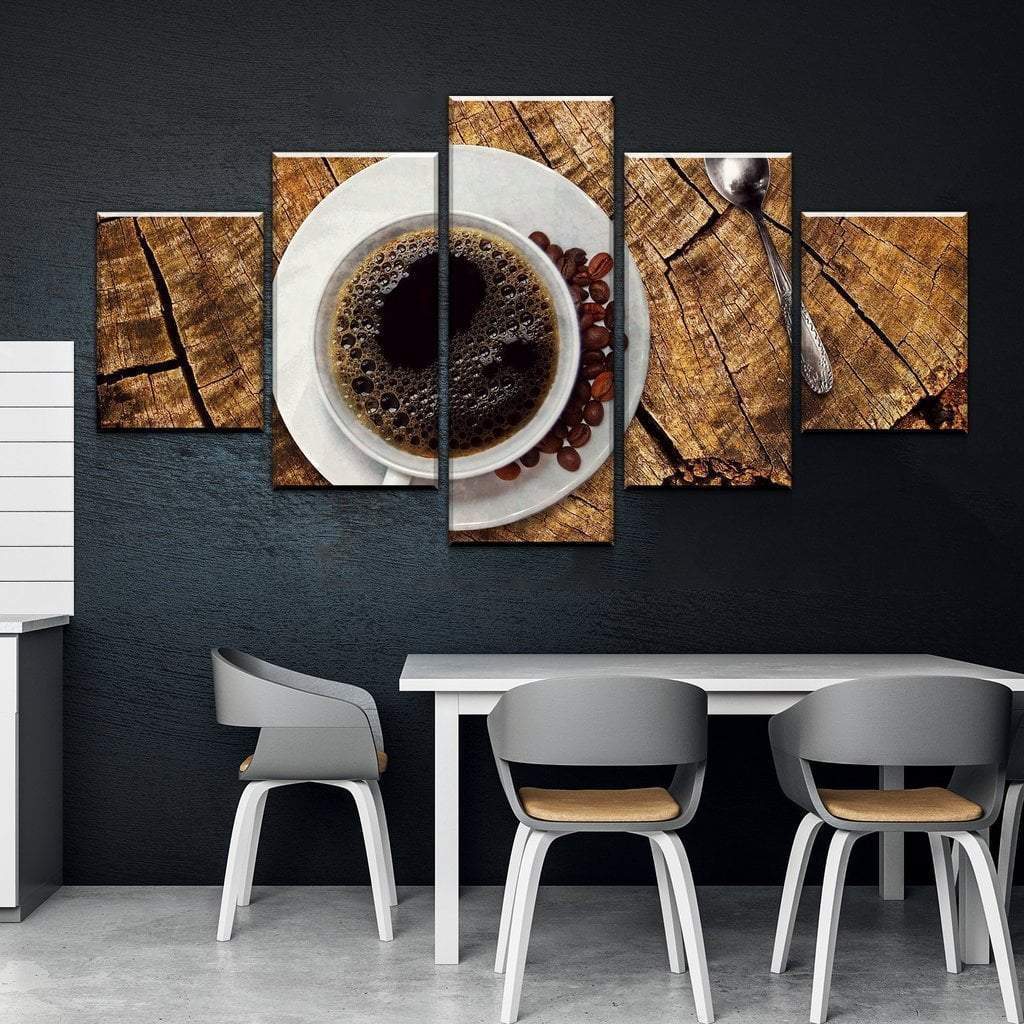 Coffee On Wood Nature Canvas Wall Art